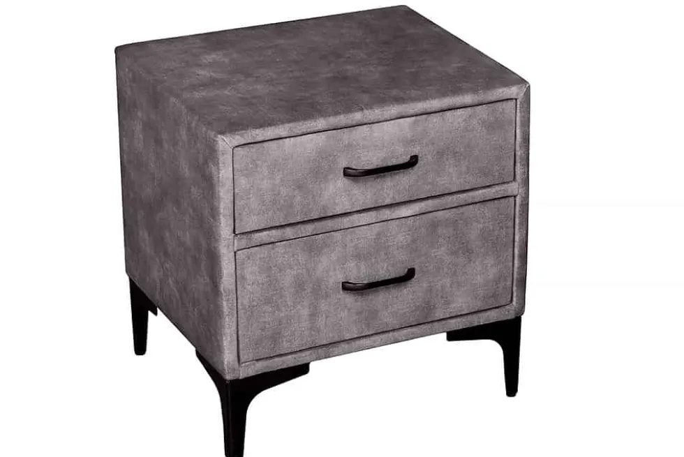 Design Nachttisch BOUTIQUE 50cm dunkelgrau Samt zwei Schubladen