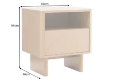 Design Nachttisch SAVOY 50cm grau beige greige Keramik Travertin Beistelltisch