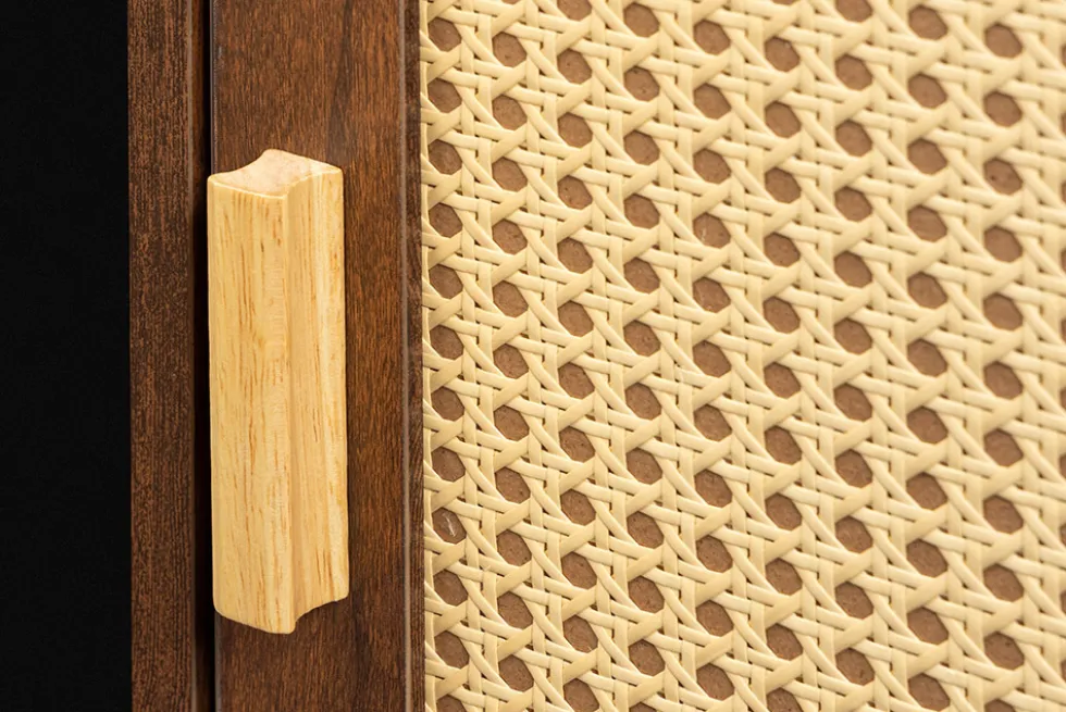 Design Nachttisch VIENNA 60cm braun Wiener Geflecht Beistelltisch mit Stauraum