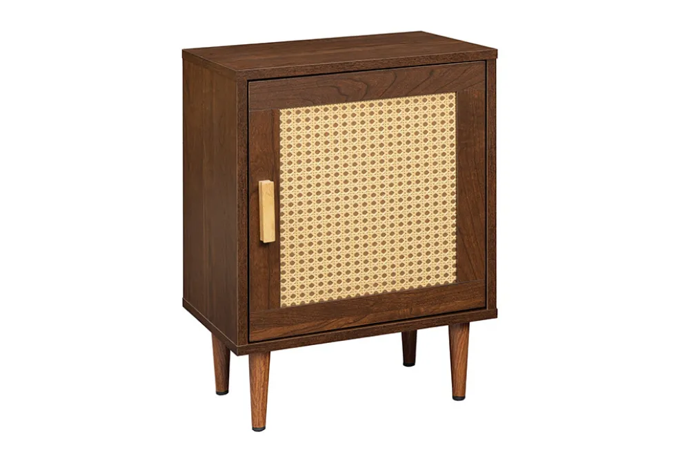 Design Nachttisch VIENNA 60cm braun Wiener Geflecht Beistelltisch mit Stauraum