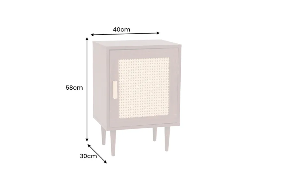 Design Nachttisch VIENNA 60cm natur Rattan Geflecht Beistelltisch mit Stauraum