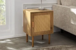 Design Nachttisch VIENNA 60cm natur Rattan Geflecht Beistelltisch mit Stauraum