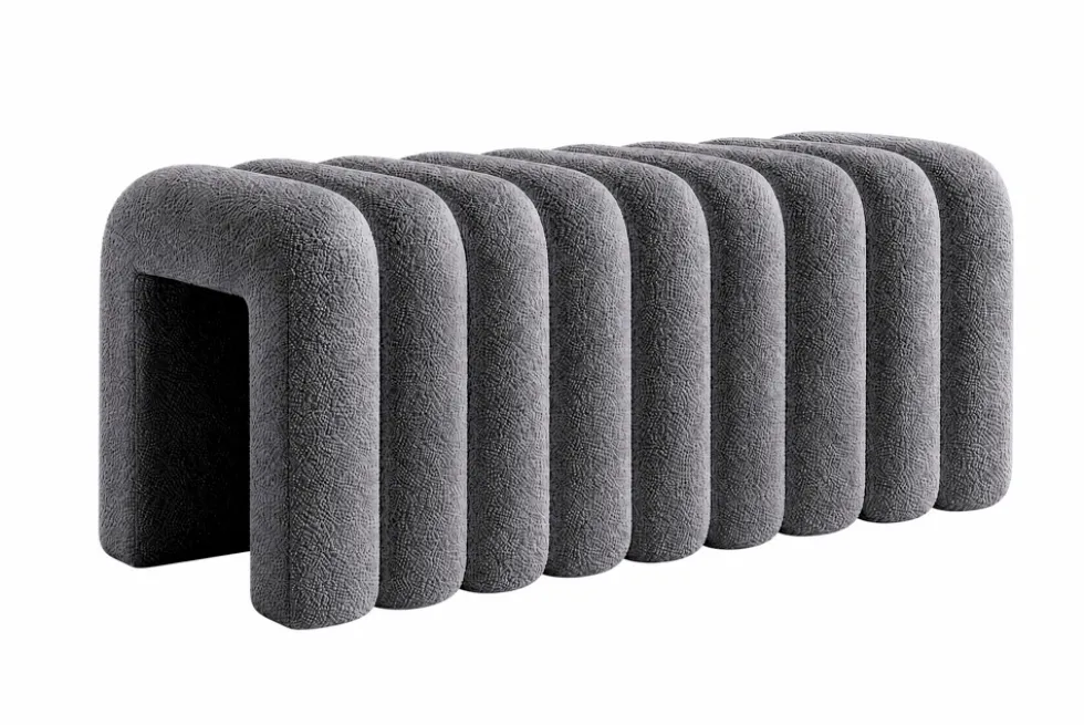 Design Polsterbank VOGUE 95cm grau Bouclé Bettbank