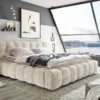 Design Polsterbett DIAMOND 180x200cm weiß Chenille Cremona inkl. Matratze Topper Lattenrost