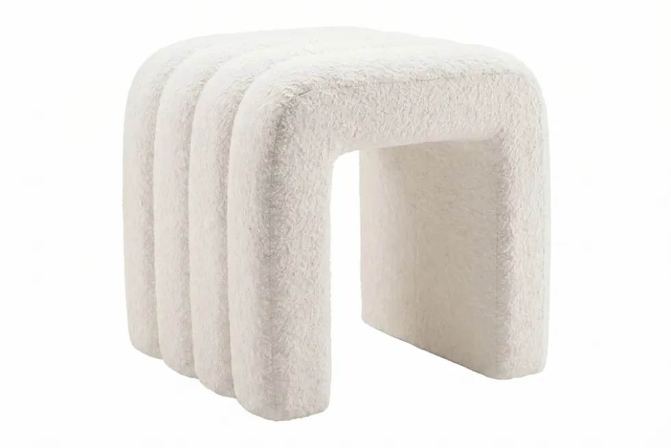Design Polsterhocker VOGUE 40cm beige Bouclé Sitzhocker