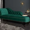 Design Récamière CHESTERFIELD 170cm smaragdgrün Samt Knopfheftung Nietenbesatz