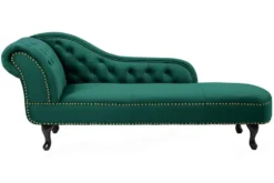 Design Récamière CHESTERFIELD 170cm smaragdgrün Samt Knopfheftung Nietenbesatz