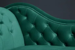 Design Récamière CHESTERFIELD 170cm smaragdgrün Samt Knopfheftung Nietenbesatz