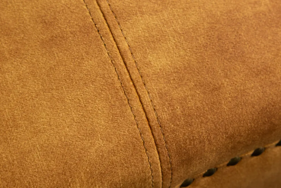 Design Récamière CHESTERFIELD 170cm senfgelb Samt Knopfheftung Nietenbesatz