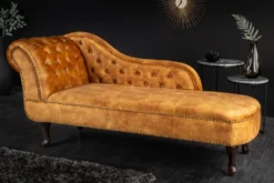 Design Récamière CHESTERFIELD 170cm senfgelb Samt Knopfheftung Nietenbesatz