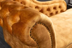 Design Récamière CHESTERFIELD 170cm senfgelb Samt Knopfheftung Nietenbesatz