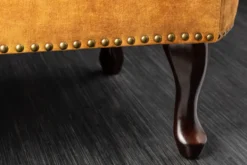 Design Récamière CHESTERFIELD 170cm senfgelb Samt Knopfheftung Nietenbesatz