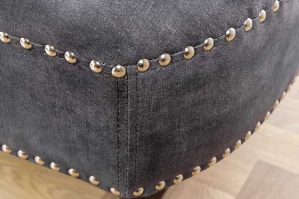 Design Récamière CHESTERFIELD 170cm grau strukturiertes Samt Knopfheftung Nietenbesatz