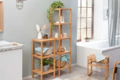Design Regal LAGOON SPA 145cm Bambusholz vier Fächer Badregal