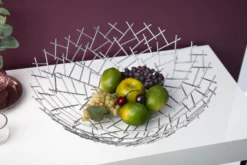 Design Schale STRUCTURE 45cm silber pulverbeschichtetes Metall