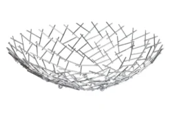 Design Schale STRUCTURE 45cm silber pulverbeschichtetes Metall