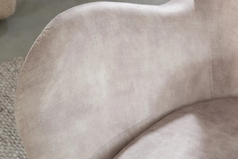 Design Schaukelstuhl SCANDINAVIA SWING champagner greige Samt Schaukelsessel