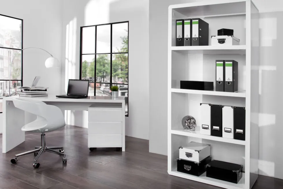 Design Schreibtisch FAST TRADE 160cm weiß Hochglanz Computertisch
