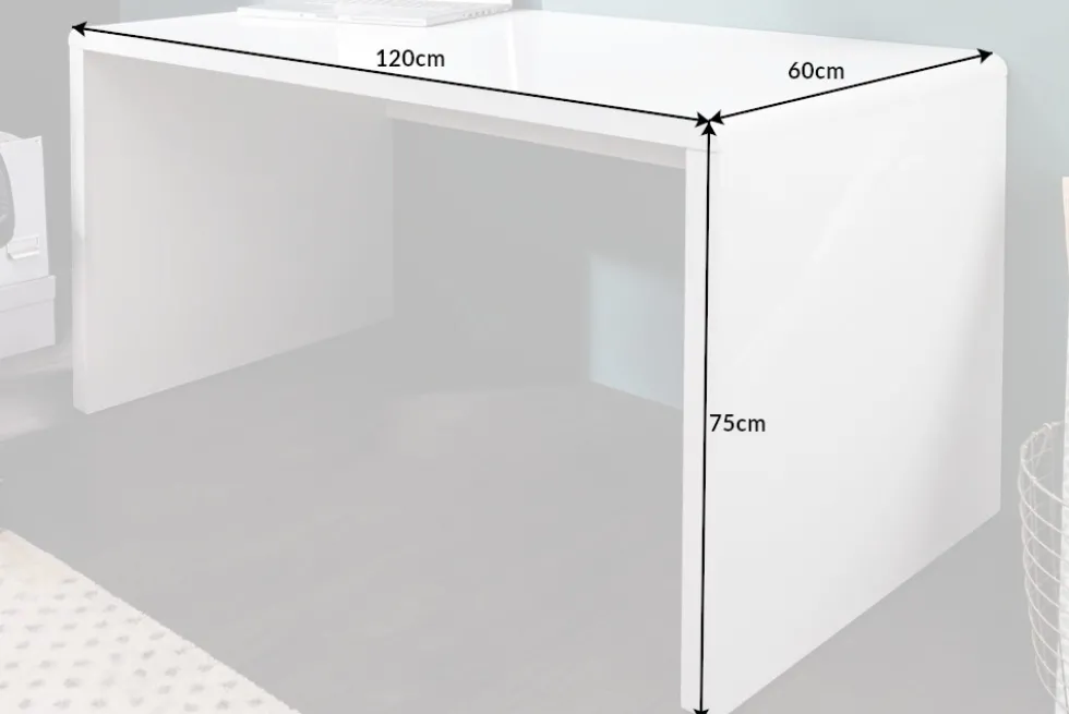 Design Schreibtisch FAST TRADE 120cm weiß Hochglanz Bürotisch