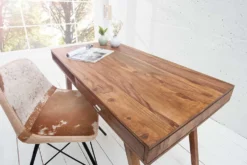 Design Schreibtisch RETRO 120cm braun Sheeshamholz stone finish Design Klassiker