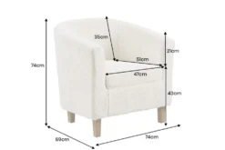 Design Sessel HEMINGWAY beige Bouclé Tweed Soft mit Armlehnen Cocktailsessel