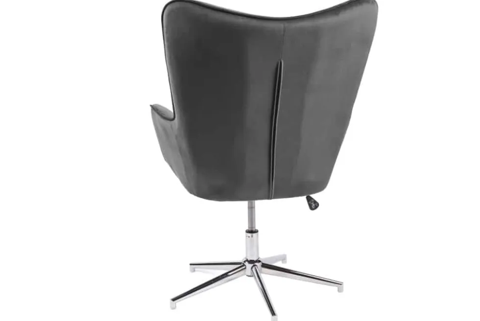 Design Sessel MR. LOUNGER grau chrom Samt höhenverstellbar drehbar Retro