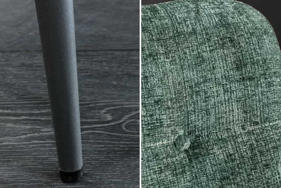 Design Sessel SCANDINAVIA grün Chenille Cremona schwarz Metall mit Armlehne