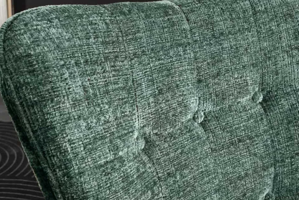 Design Sessel SCANDINAVIA grün Chenille Cremona schwarz Metall mit Armlehne