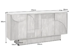 Design Sideboard ART DECO 170cm braun smoked Mangoholz massiv 3D-Front
