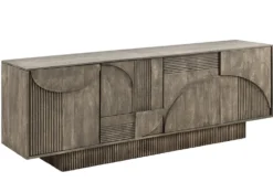 Design Sideboard ART DECO 170cm grau smoked Mangoholz massiv 3D-Front