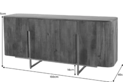 Design Sideboard GATSBY 160cm braun mattgold Mangoholz Retro