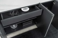 Design Sideboard REFLECTION 150cm weiß Keramik Marmor anthrazit 3D Effekt brushed Finish