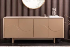 Design Sideboard SAVOY 180cm grau beige greige Travertin Keramik Stauraum 3D-Front