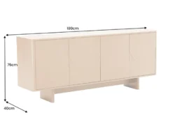 Design Sideboard SAVOY 180cm grau beige greige Travertin Keramik Stauraum 3D-Front