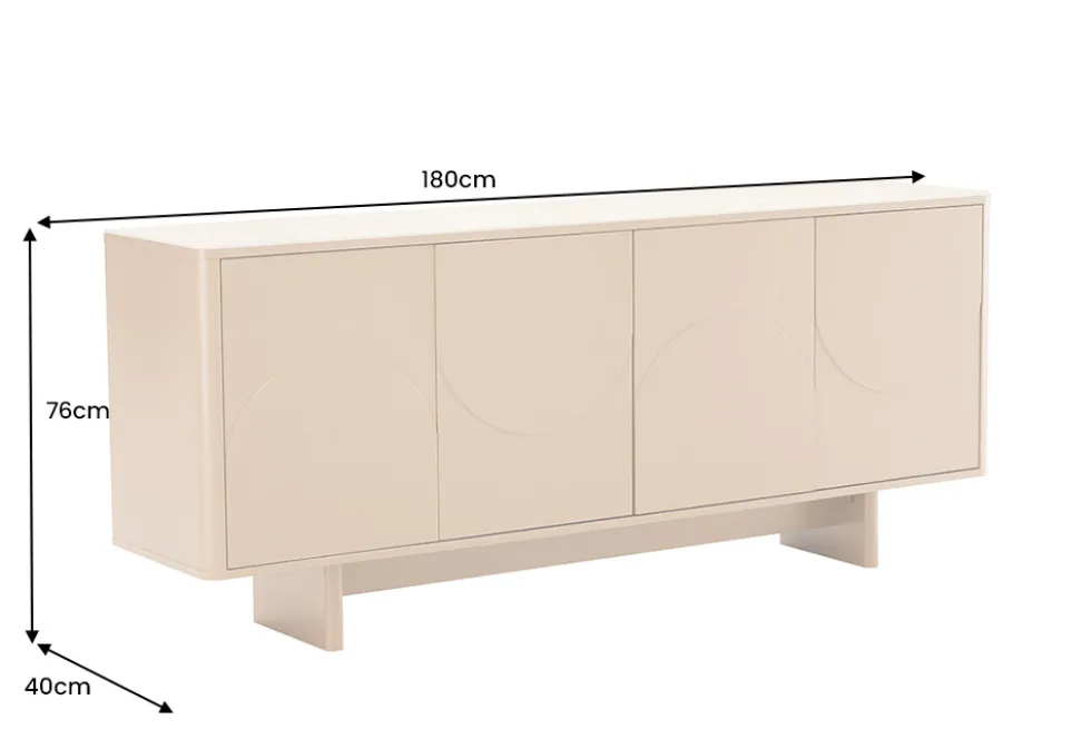 Design Sideboard SAVOY 180cm grau beige greige Travertin Keramik Stauraum 3D-Front