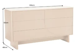 Design Sideboard SAVOY 150cm grau beige greige Keramik Travertin mit sechs Schubladen