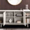 Design Sideboard SAVOY 180cm kaschmir weiß Marmor Keramik mit Stauraum und 3D-Front