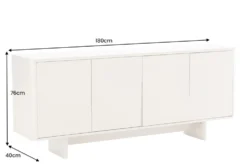 Design Sideboard SAVOY 180cm kaschmir weiß Marmor Keramik mit Stauraum und 3D-Front