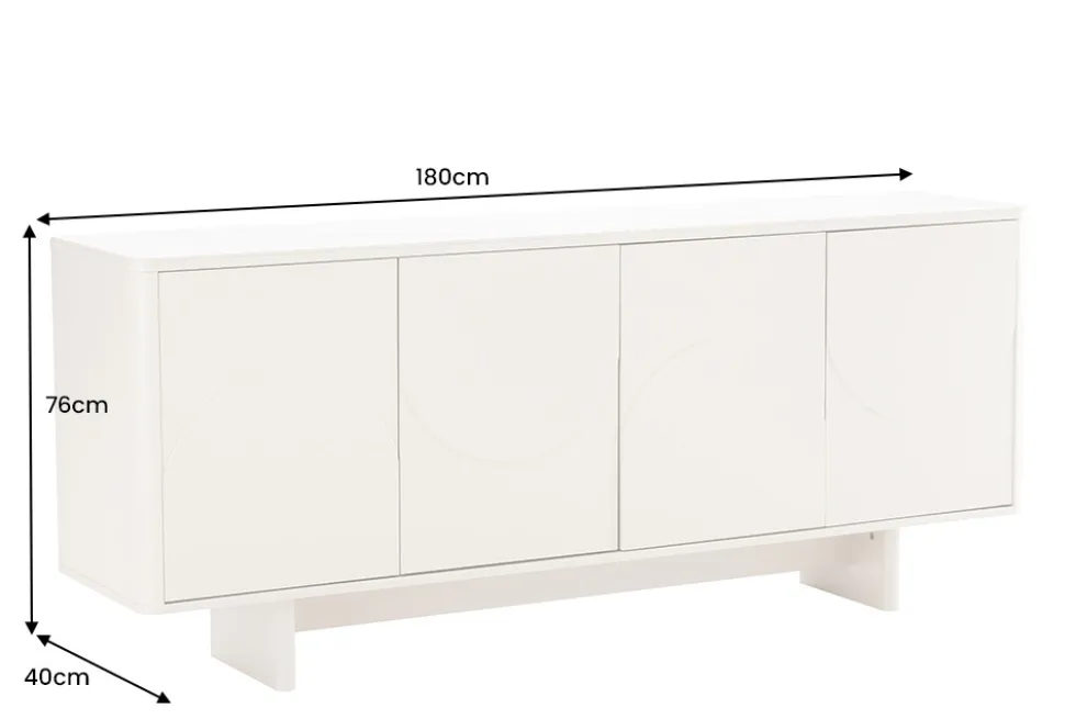 Design Sideboard SAVOY 180cm kaschmir weiß Marmor Keramik mit Stauraum und 3D-Front