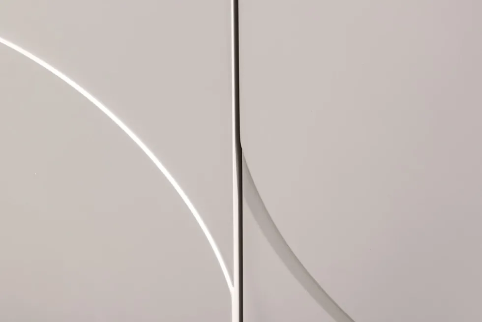Design Sideboard SAVOY 180cm kaschmir weiß Marmor Keramik mit Stauraum und 3D-Front
