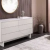 Design Sideboard SAVOY 150cm kaschmir weiß Marmor Keramik mit sechs Schubladen