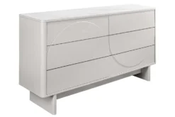 Design Sideboard SAVOY 150cm kaschmir weiß Marmor Keramik mit sechs Schubladen
