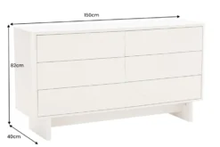 Design Sideboard SAVOY 150cm kaschmir weiß Marmor Keramik mit sechs Schubladen