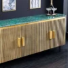 Design Sideboard VENEZIANO 160cm messing grün Marmorplatte Mangoholz Retro