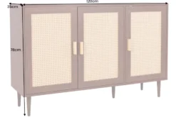 Design Sideboard VIENNA 120cm braun Wiener Geflecht Kommode