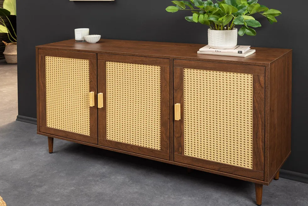 Design Sideboard VIENNA 120cm braun Wiener Geflecht Kommode