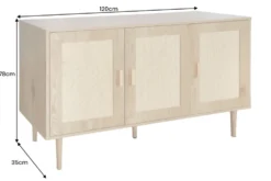 Design Sideboard VIENNA 120cm natur Wiener Geflecht Kommode