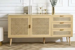Design Sideboard VIENNA 155cm Wiener Geflecht Rattan Kommode mit Schubladen