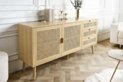 Design Sideboard VIENNA 155cm Wiener Geflecht Rattan Kommode mit Schubladen
