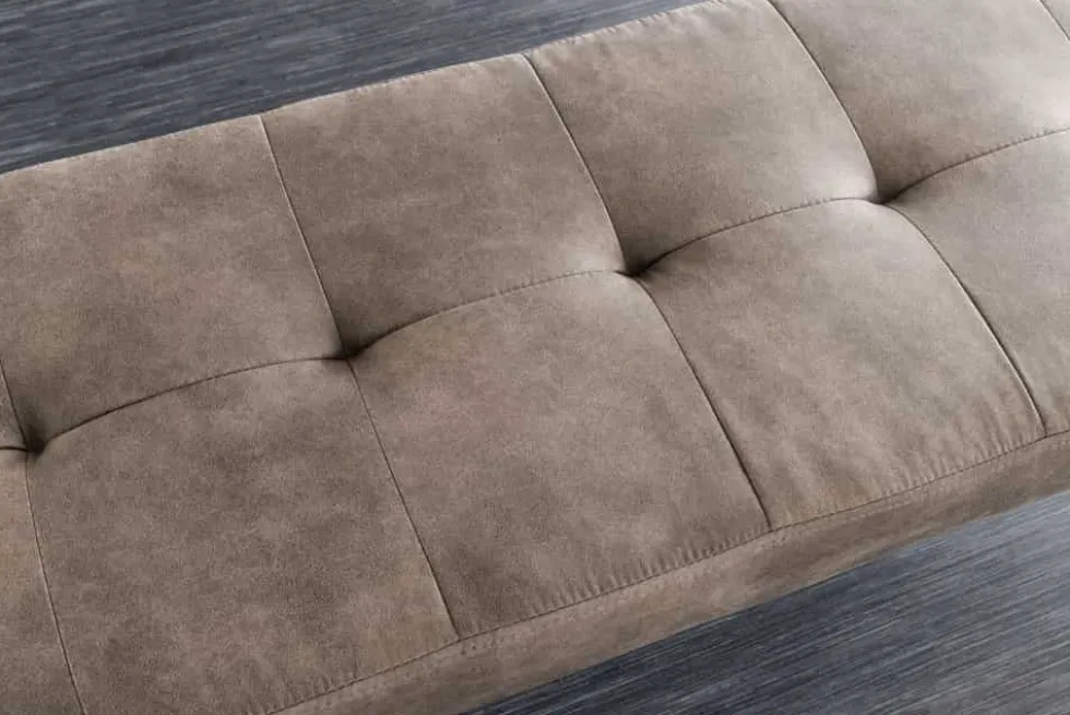 Design Sitzbank BOUTIQUE 100cm antik taupe Microfaser schwarze Metallbeine Polsterbank
